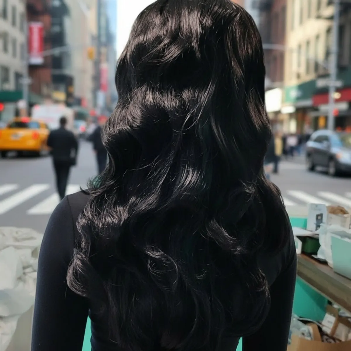26 Inch  4x4 Lace Front Body Wave  T- Part Synthetic Black Wig