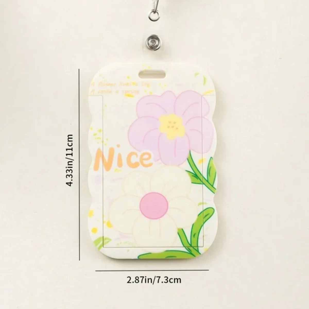Pink Flower Retractable Badge Reel With Belt Clip