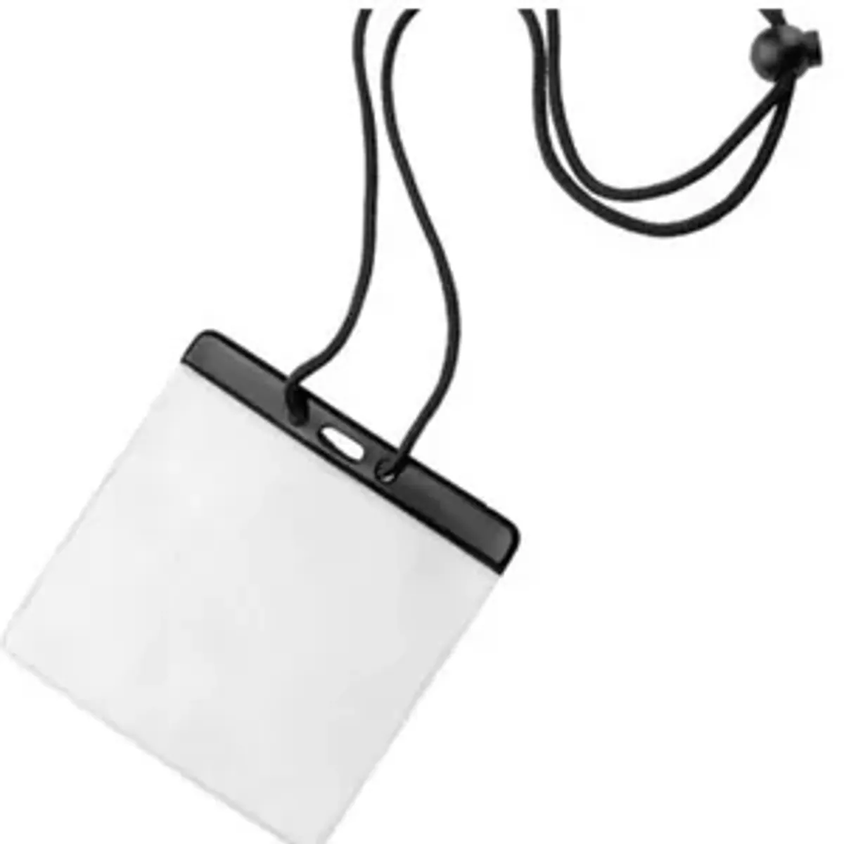 Vinyl Horizontal Holder With Black Color Bar And Neck Cord, 4.38" x 3.75.