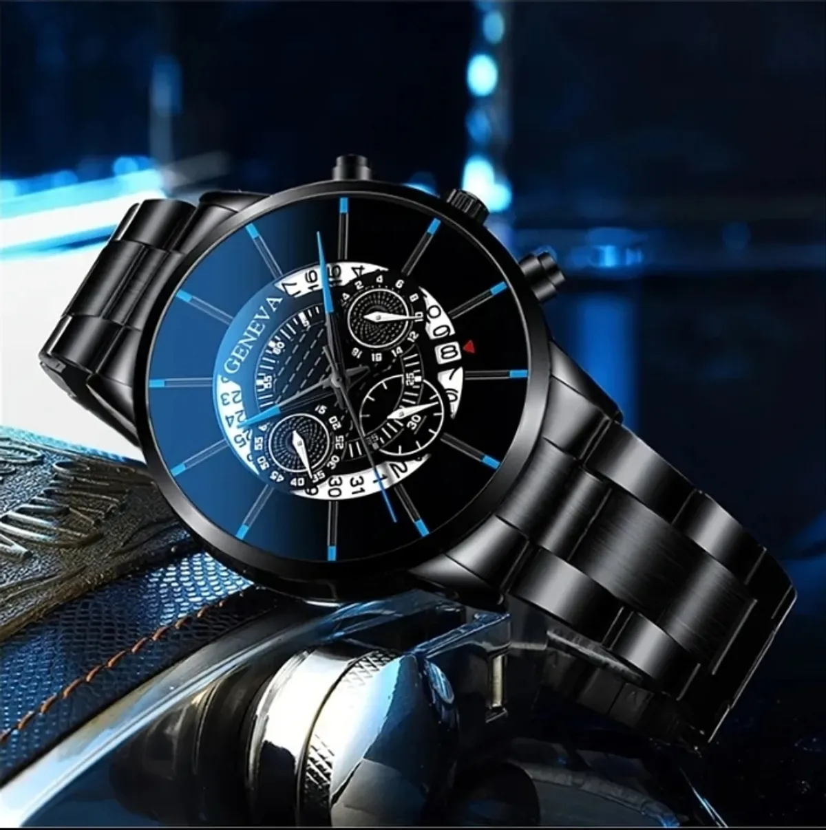 Men's Classic Style Black Tone Luxury Quartz Wrist Watch
