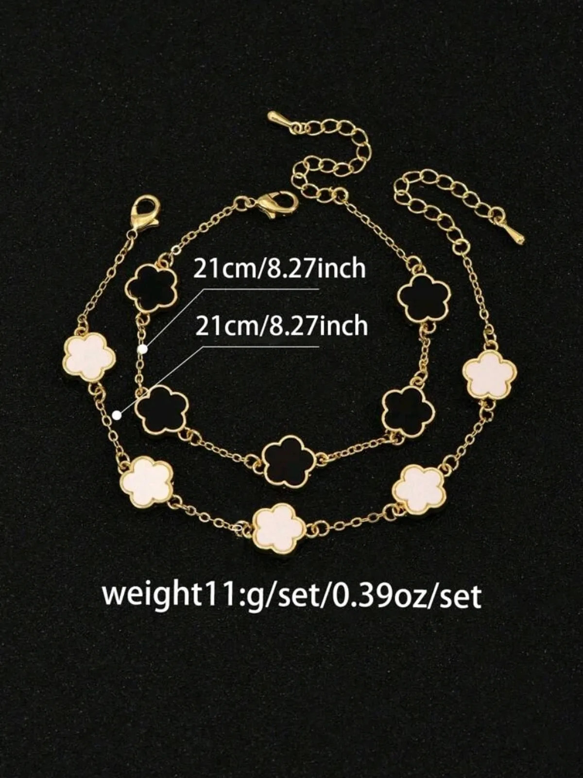 2pcs/Set Simple & Fashionable Five Petals Copper Bracelet For Women