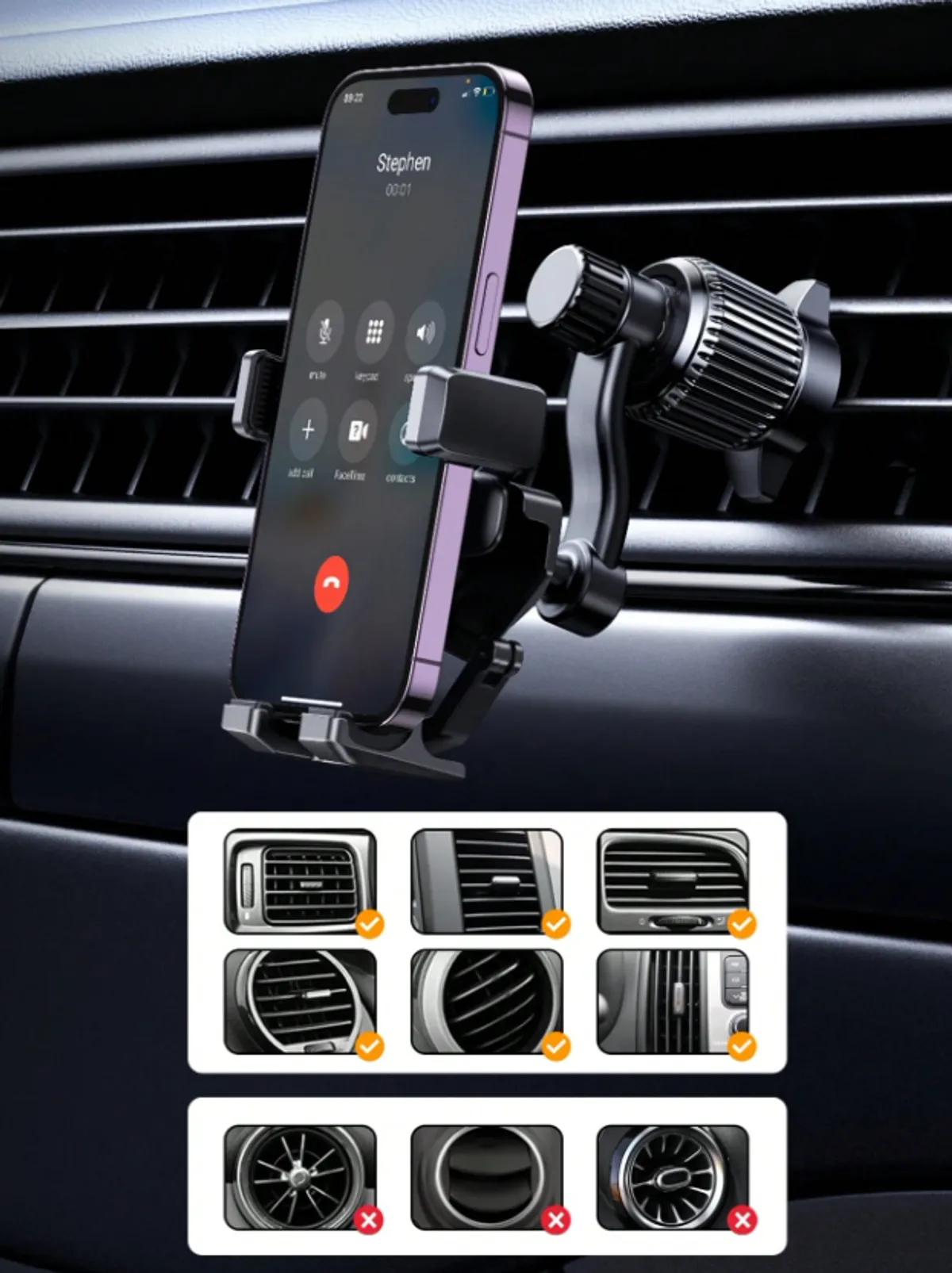UGREEN Car Gravity Air Vent Mount Phone Holder For 4.7-7.2 Inch Phones