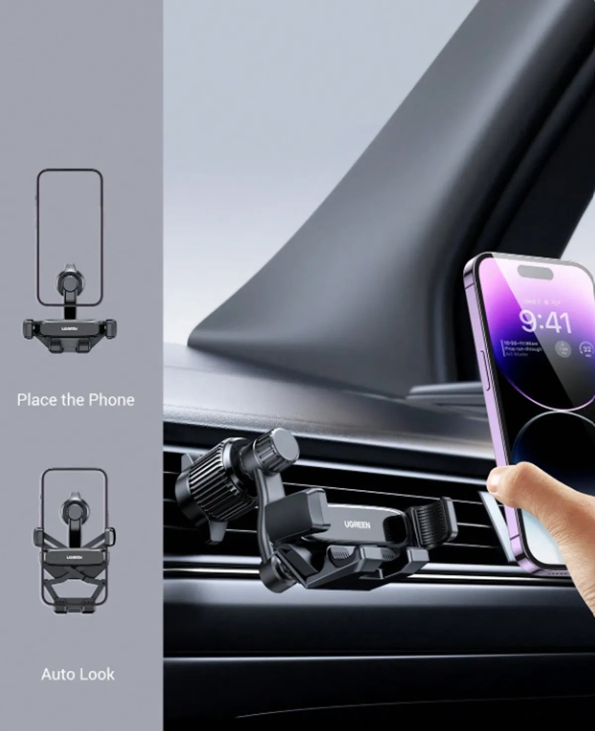 UGREEN Car Gravity Air Vent Mount Phone Holder For 4.7-7.2 Inch Phones