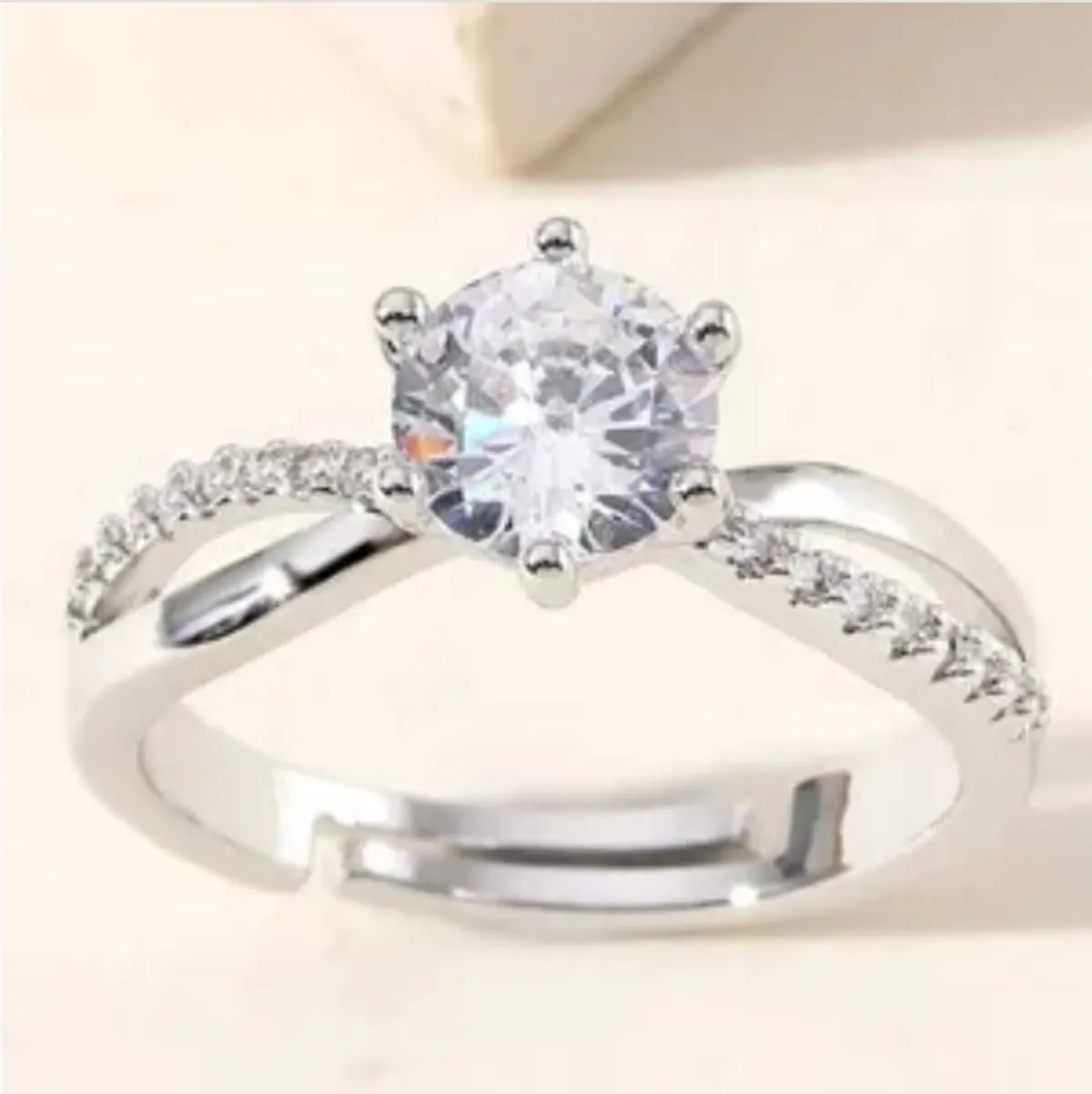 Women Adjustable Cubic Zirconia Decor Ring