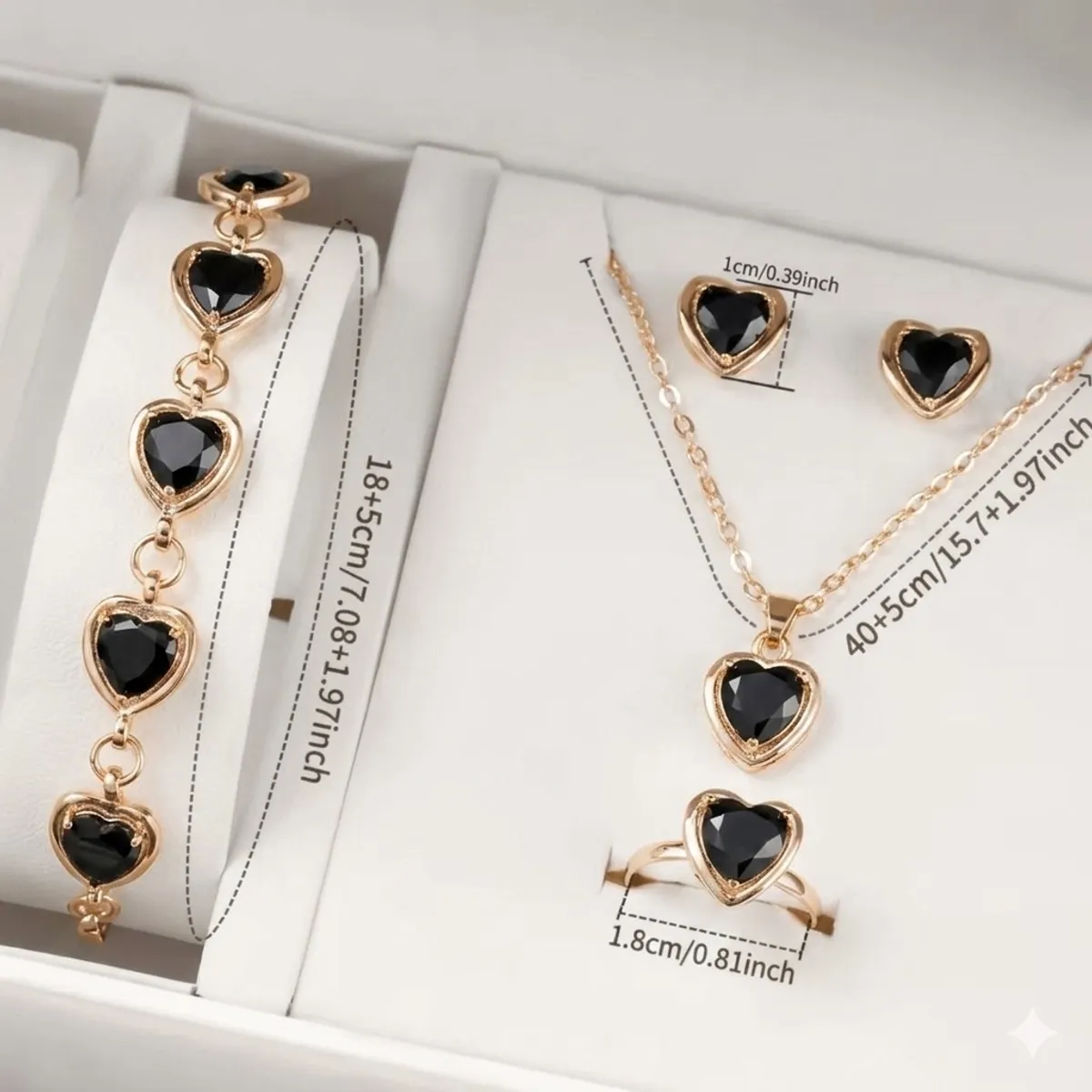 4Pcs Heart Jewelry Set