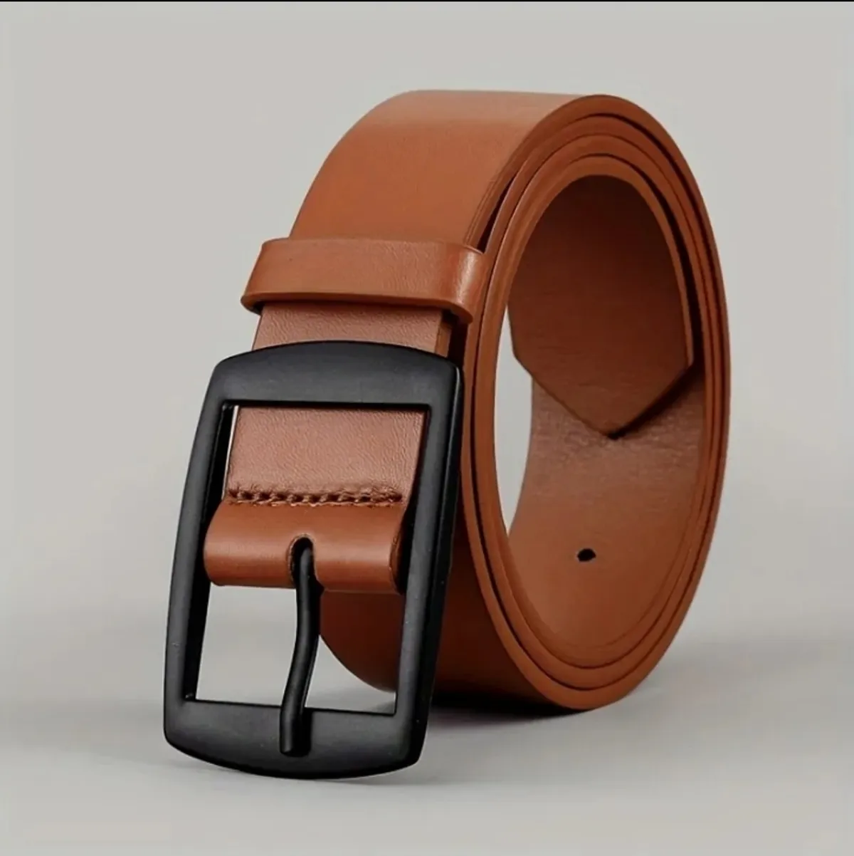 2pc Men'S Fashionable PU Leather Belt Black and Brown - Size 127cm/50
