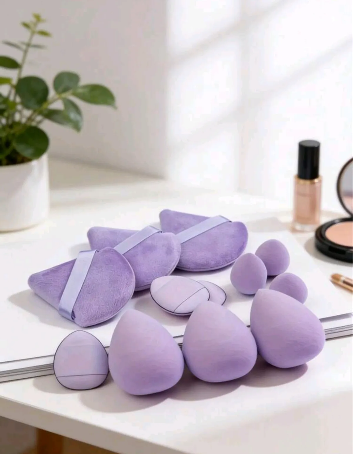 12PCS Purple Makeup Sponge Set, Multi-Piece Makeup Sponge Set, For Creating Perfect Base Makeup, Makeup Tools, Cosmetic Accessories
