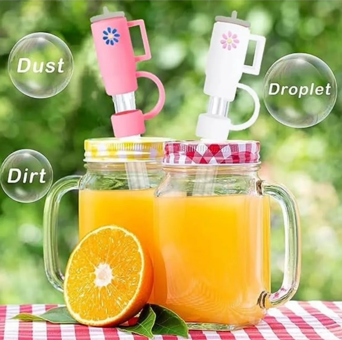 5PCS Straw Cover Cap For Stanley Cup, Silicone Straw Topper Compatible With Stanley 30&40 Oz Tumbler with Handle, 10mm Straw Tip Covers for Stanley Cups Accessories