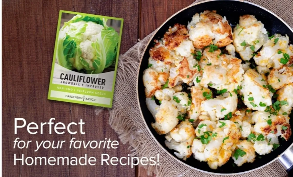 Gardeners Basics Cauliflower Seeds for Planting - (Snowball Y Improved) is A Great Heirloom, Non-GMO Vegetable Variety, 1 Gram Seeds Great for Outdoor Spring, Winter and Fall Gardening