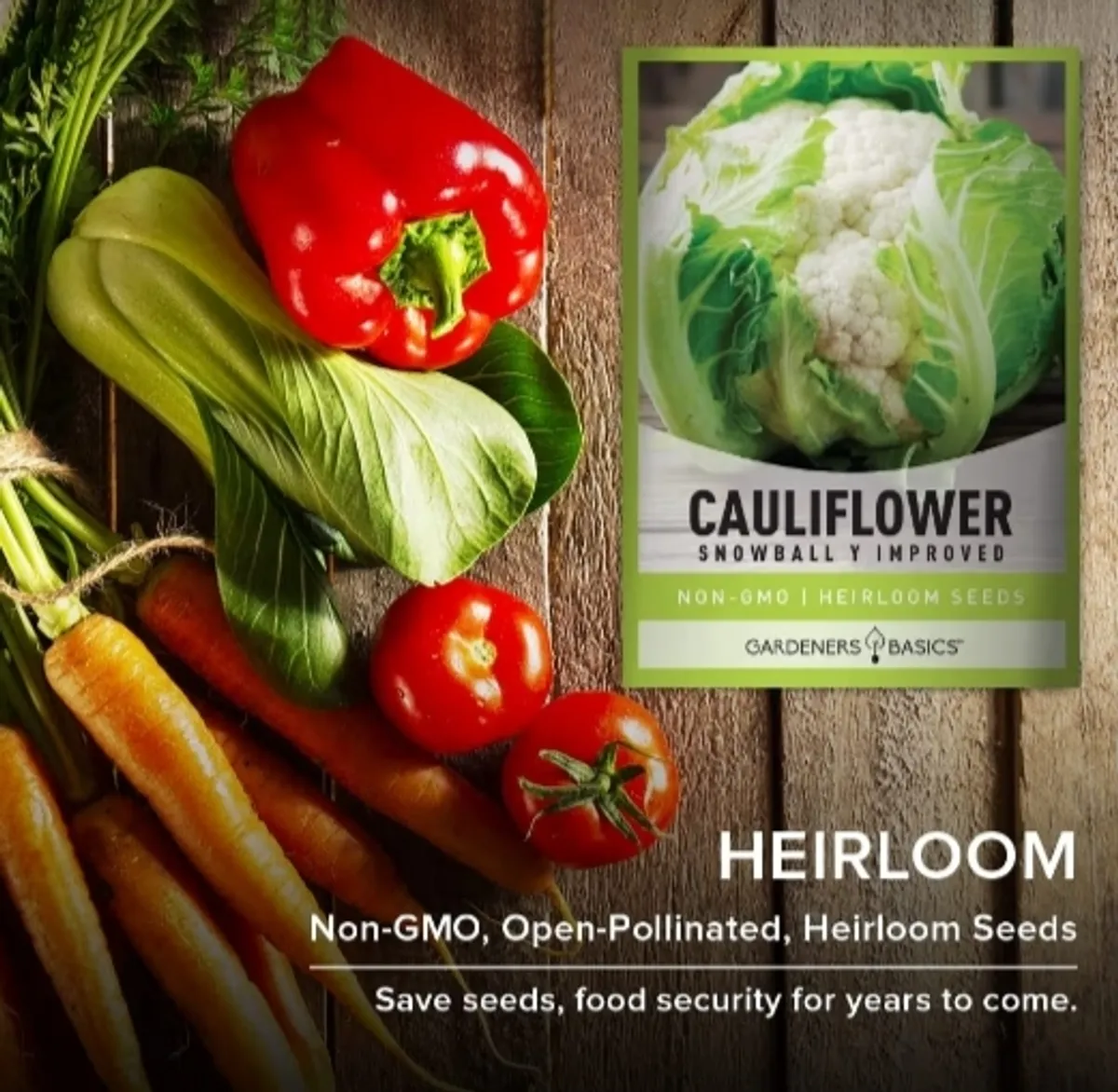 Gardeners Basics Cauliflower Seeds for Planting - (Snowball Y Improved) is A Great Heirloom, Non-GMO Vegetable Variety, 1 Gram Seeds Great for Outdoor Spring, Winter and Fall Gardening