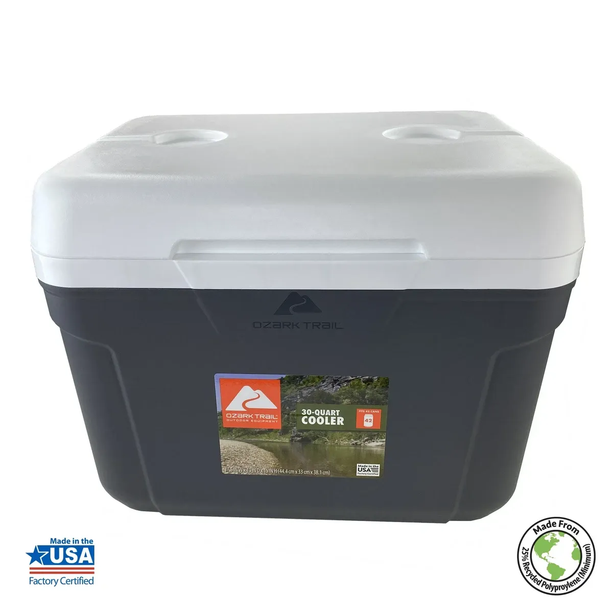 Ozark Trail OT-30Q-US 30 QT Hard Side Cooler, 42-Can Capacity - Gray