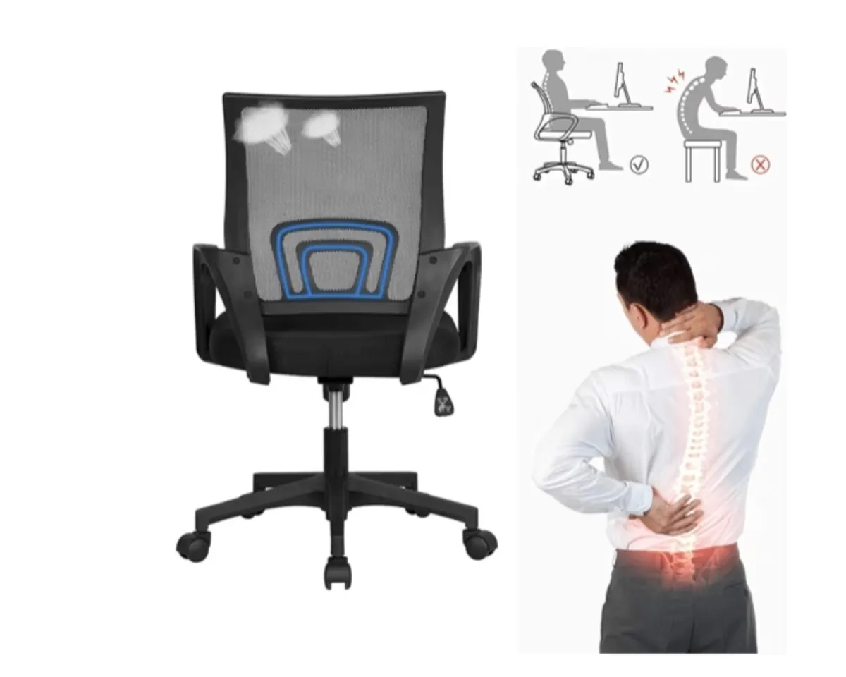Home Office Chair Ergonomic Desk Chair, Mesh Computer Chair with Lumbar Support& Armrest ( Colour Black)