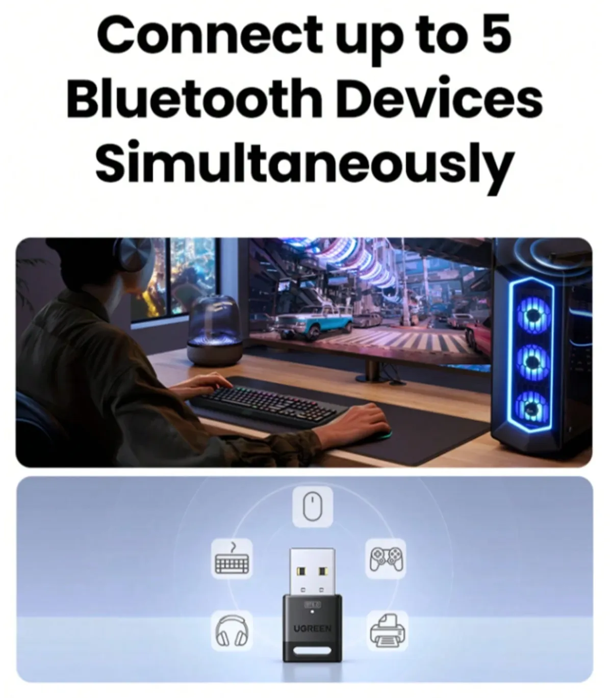 UGREEN USB Bluetooth 5.4 Dongle Adapter