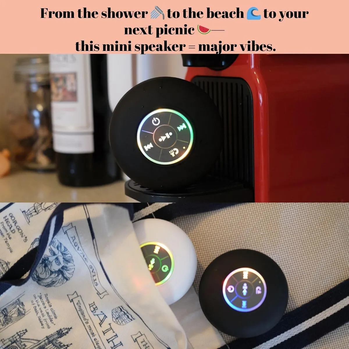 Bluetooth Shower Speaker with LED – Portable Wireless Mini Speaker