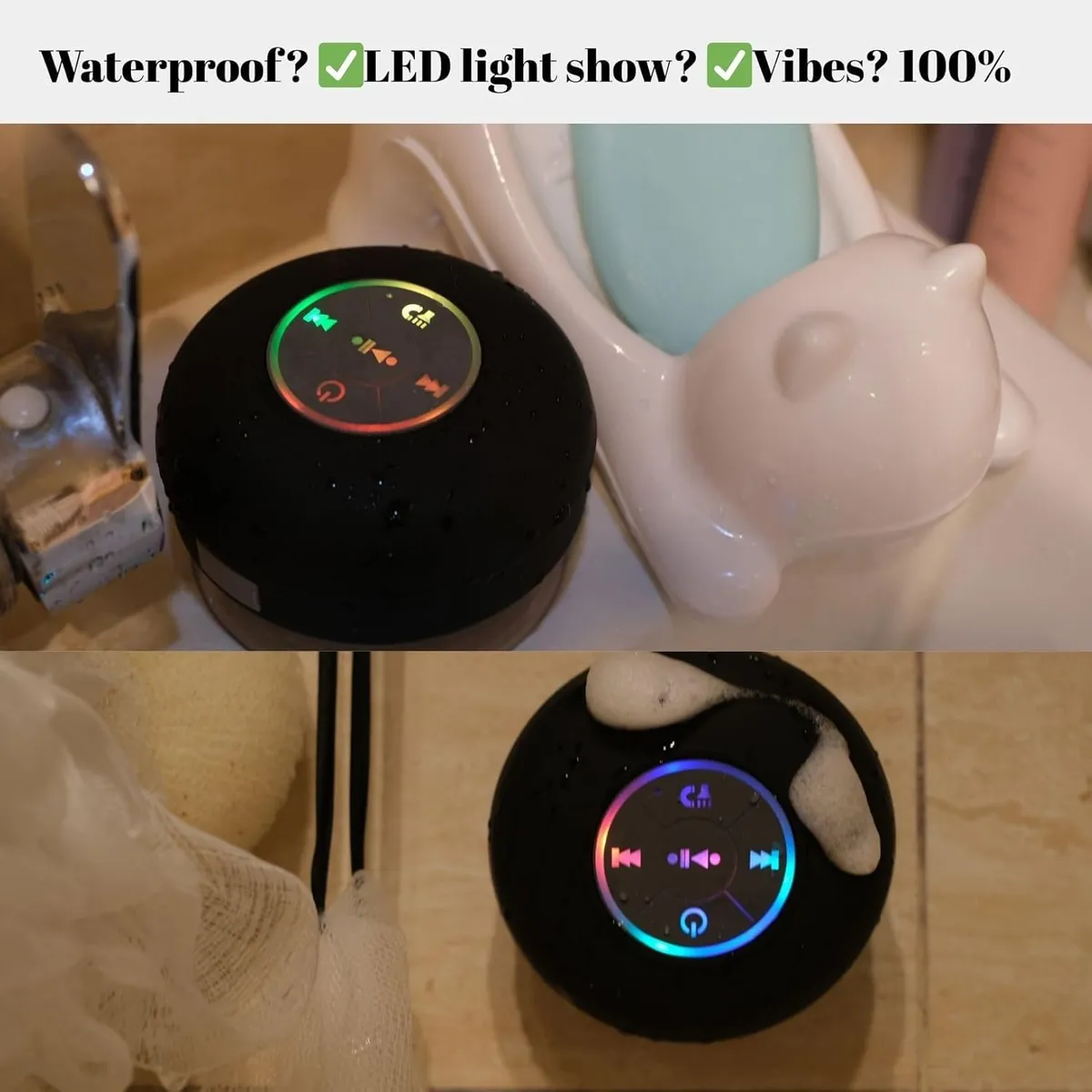 Bluetooth Shower Speaker with LED – Portable Wireless Mini Speaker