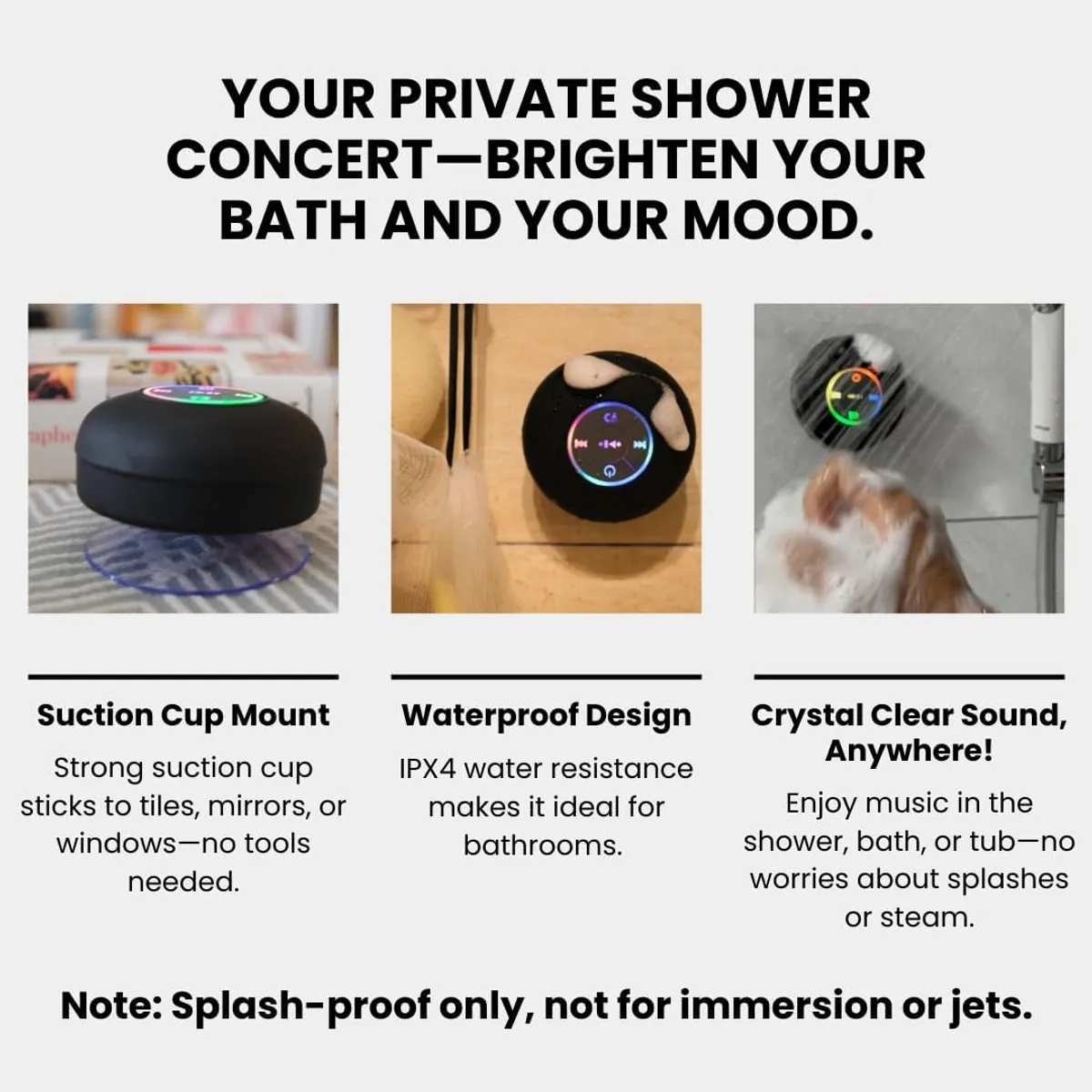 Bluetooth Shower Speaker with LED – Portable Wireless Mini Speaker