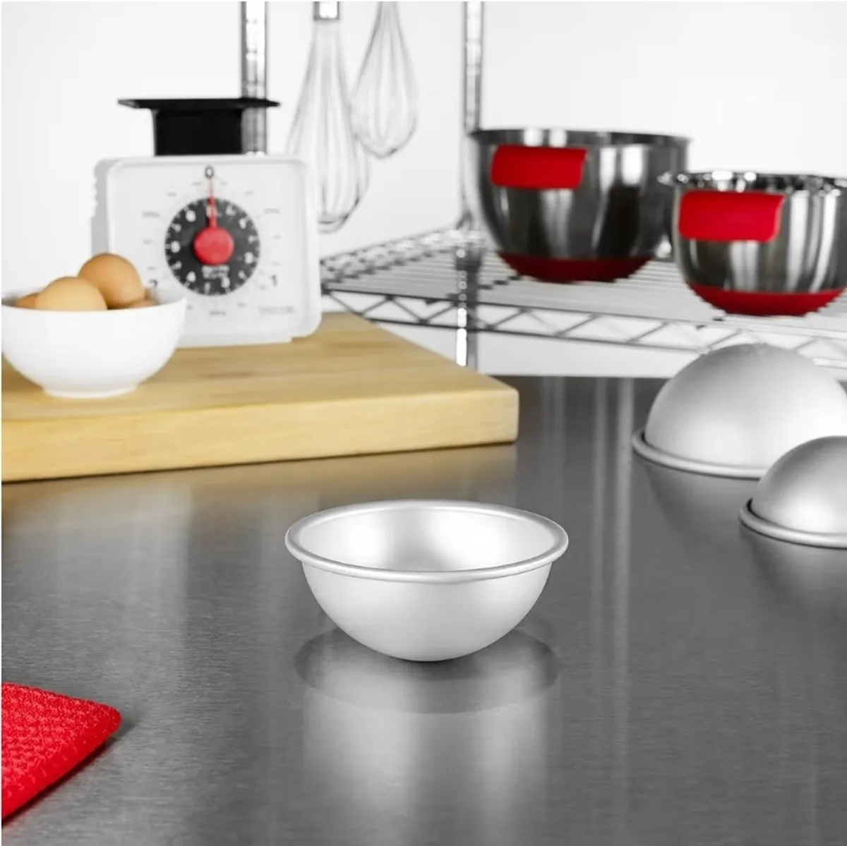Fat Daddio's PHA-35PK Anodized Aluminum Hemisphere Pan, 3.5 x 1.75 Inch, Set of 4