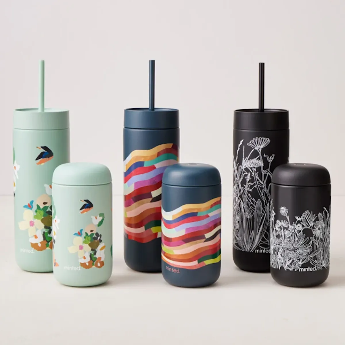Carter Cold Tumblers, Birds of Paradise - Mint Chip by Caryn Owen