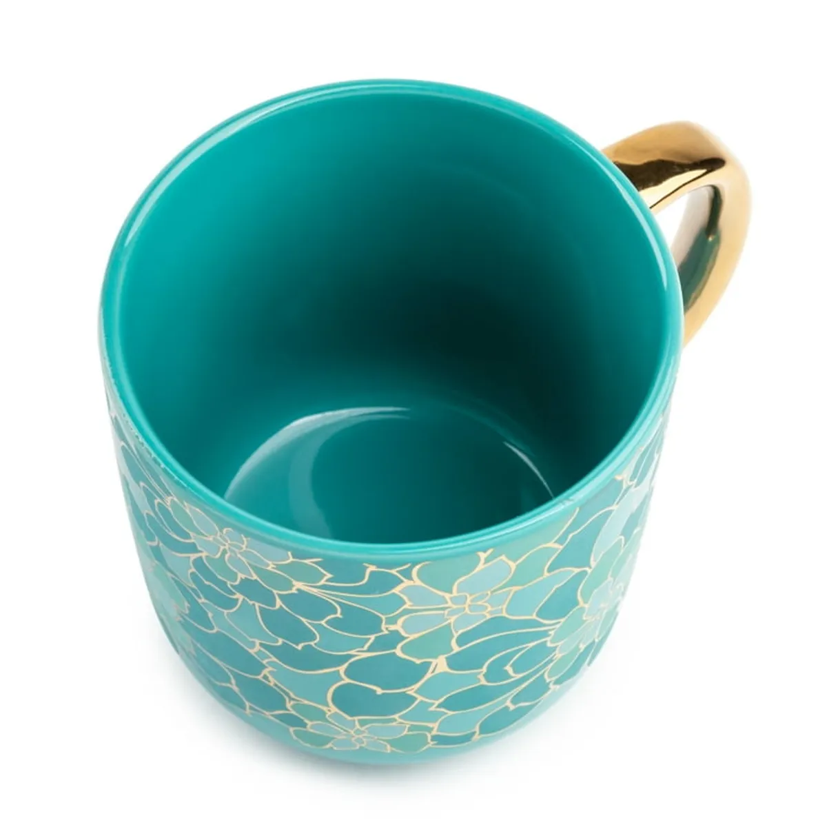 Thyme & Table 16 fl oz Teal Succulent Ceramic Coffee Mug
