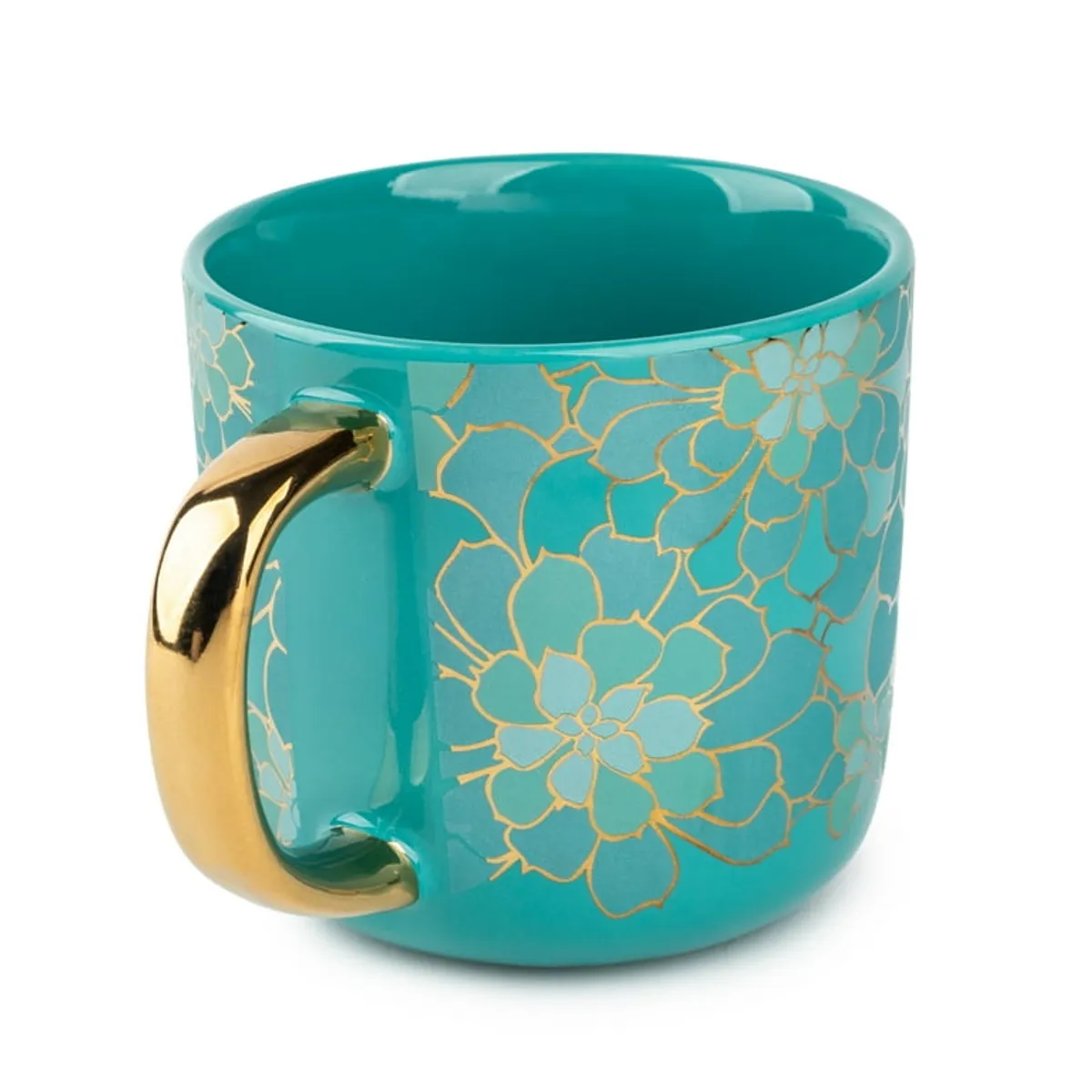 Thyme & Table 16 fl oz Teal Succulent Ceramic Coffee Mug