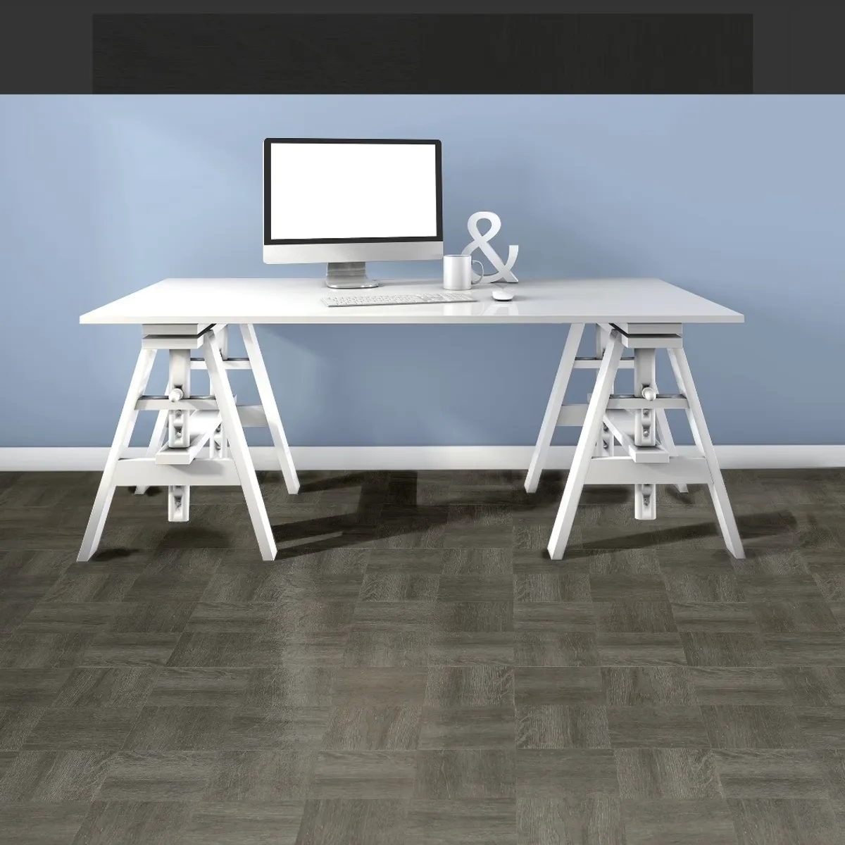 Tivoli Self Adhesive Vinyl Floor Tiles, 45 Tiles - 12" x 12", Charcoal Grey Wood - Peel & Stick