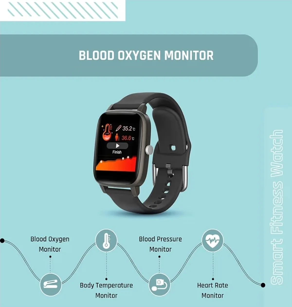 Pulse Smart Fitness Watch Fitness Band and Activity Tracker Unisex Band Watch Multifunctional Water Resistance IP67 Battery Life Up to 7 Days Black