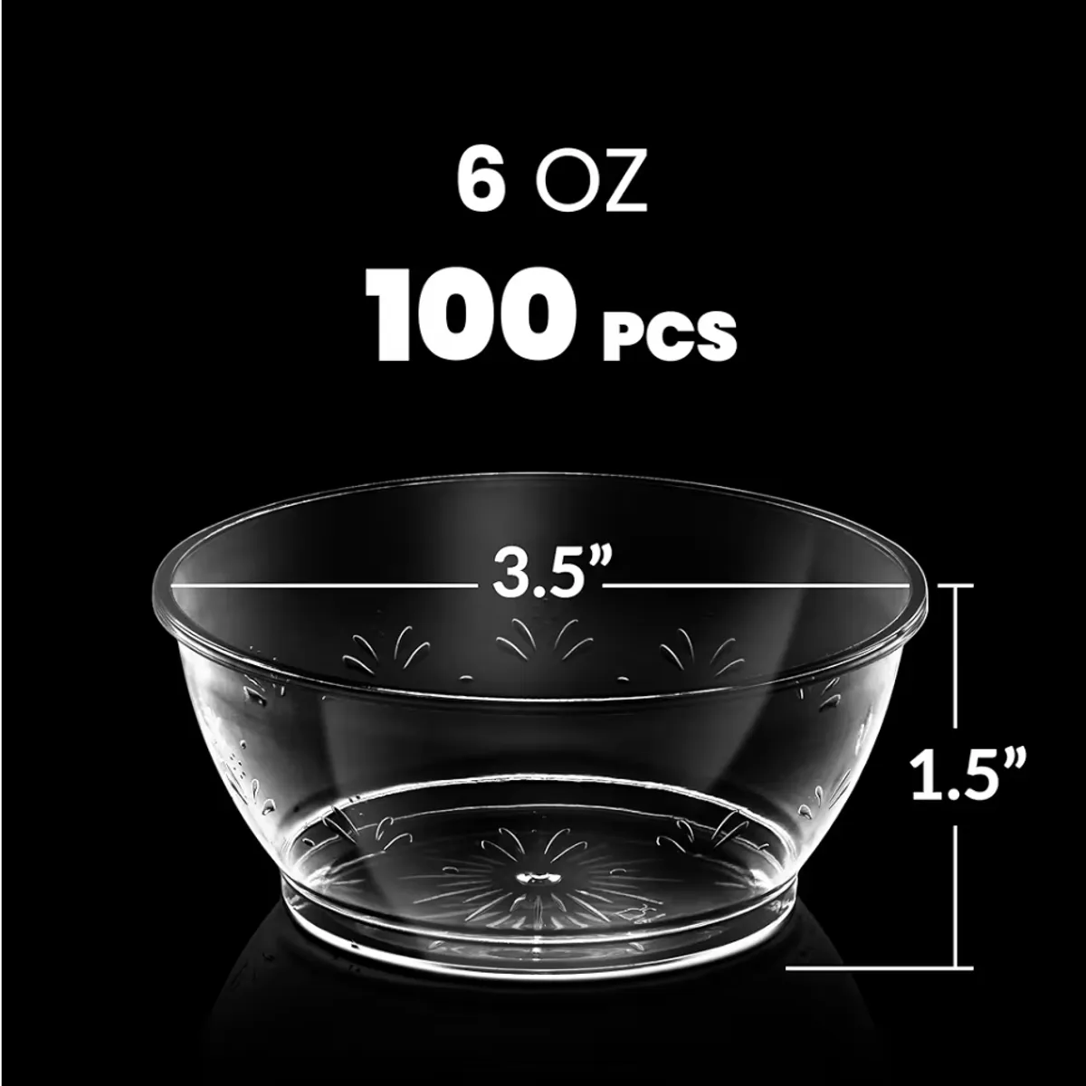 Clear Mini Plastic Bowls - (Bulk 100 Pack) 6 Oz Disposable Premium Hard Plastic Dessert Bowls