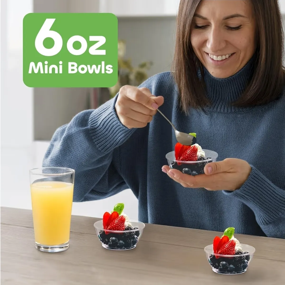 Clear Mini Plastic Bowls - (Bulk 100 Pack) 6 Oz Disposable Premium Hard Plastic Dessert Bowls