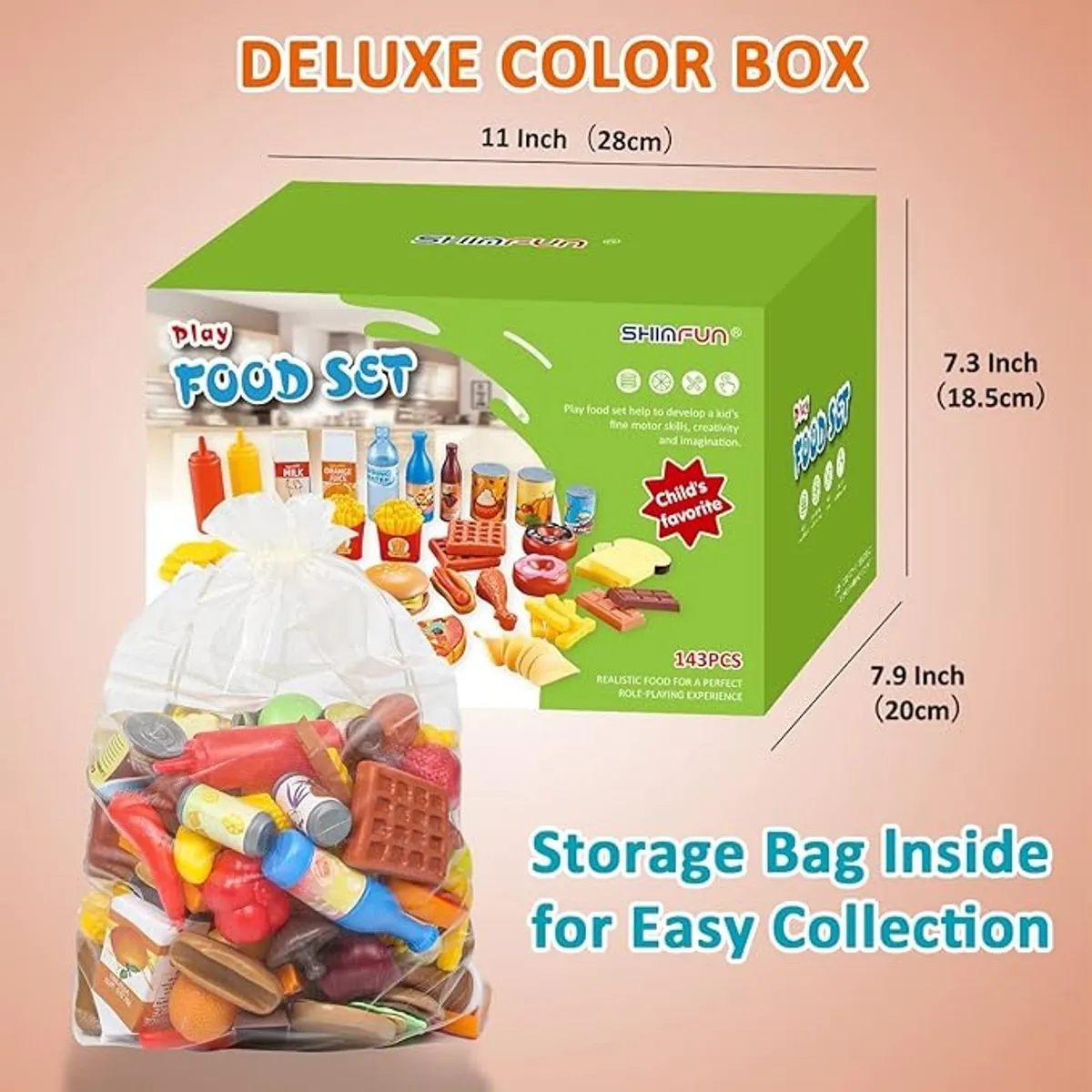 Shimfun 143 Piece Play Food Set for Kids Kitchen