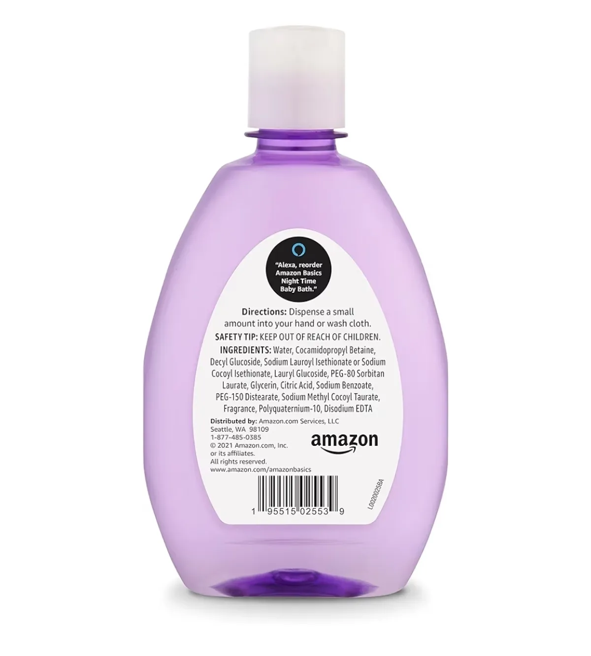 Amazon Basics Tear-Free Night-Time Baby Bath, Soothing, Lightly Scented, 13.6 Fl Oz, 400ml