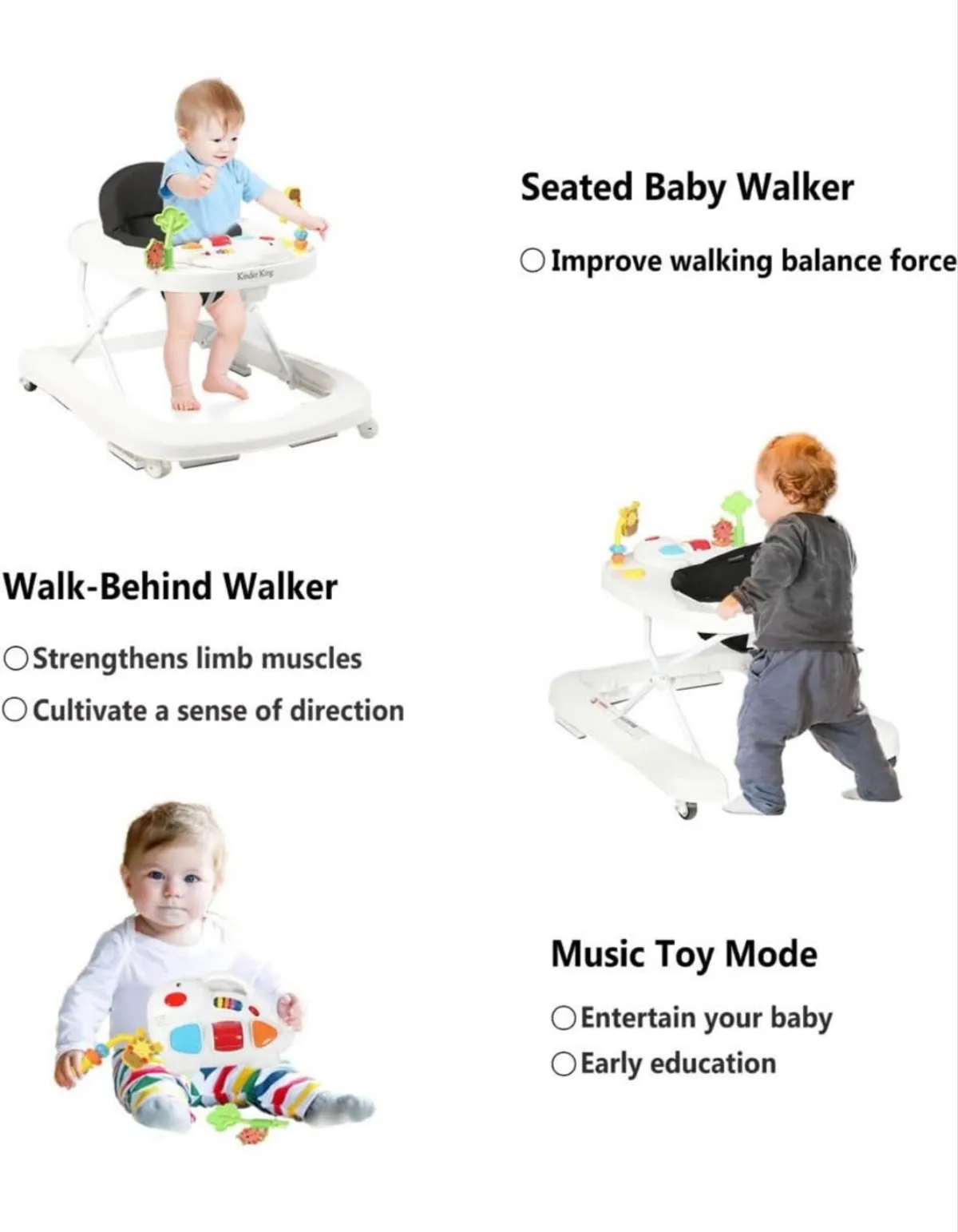 Kinder King 3-in-1 Folding Baby Walker