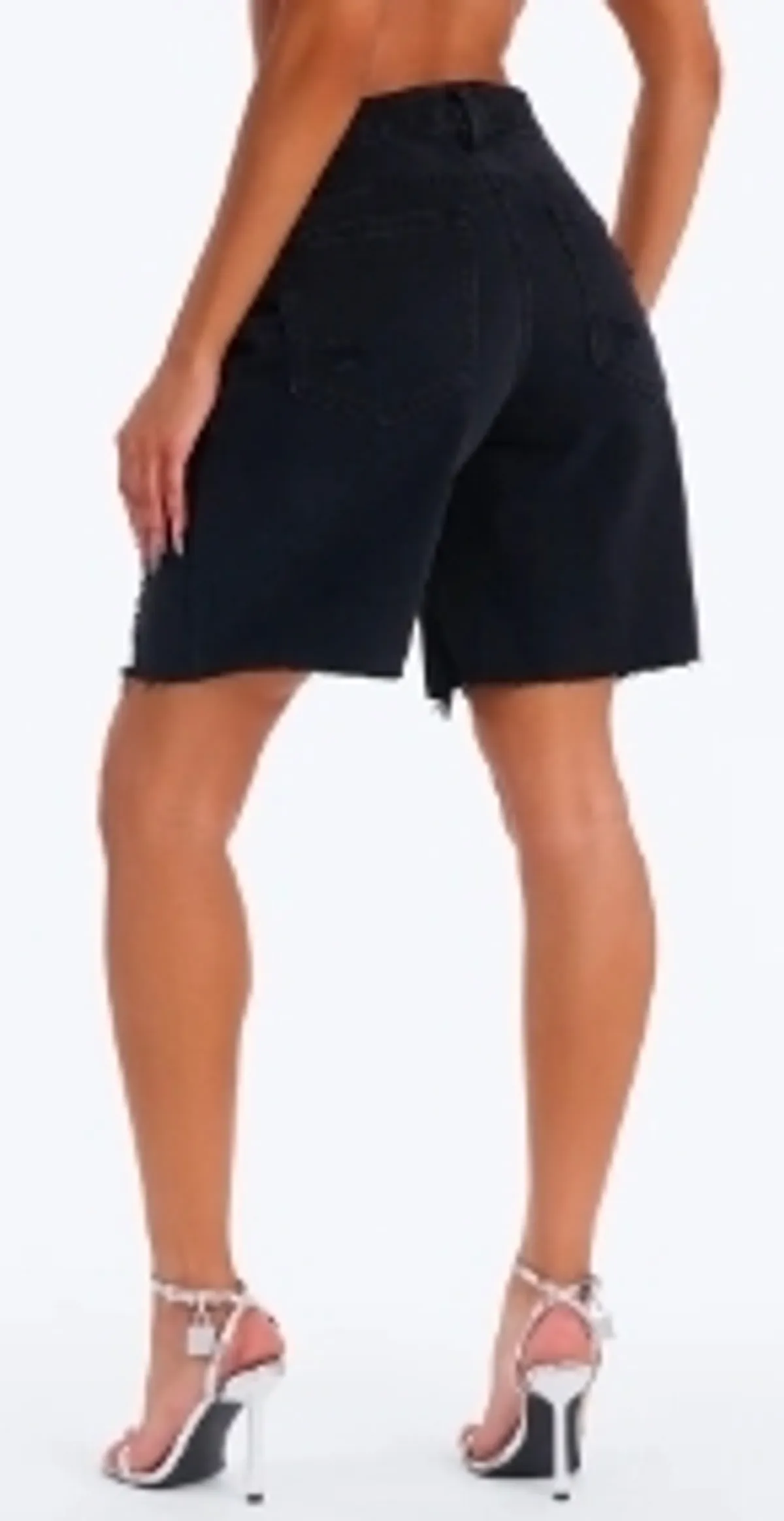 Wild And Free Non Stretch Denim Bermuda Shorts - Black (FashionNova) Size 14