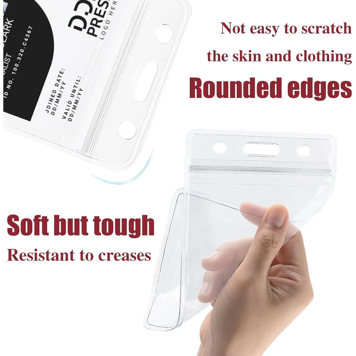 Vertical ID Badge Holder – Waterproof Plastic Card Case for Lanyard – Fits Standard IDs & Driver’s Licenses