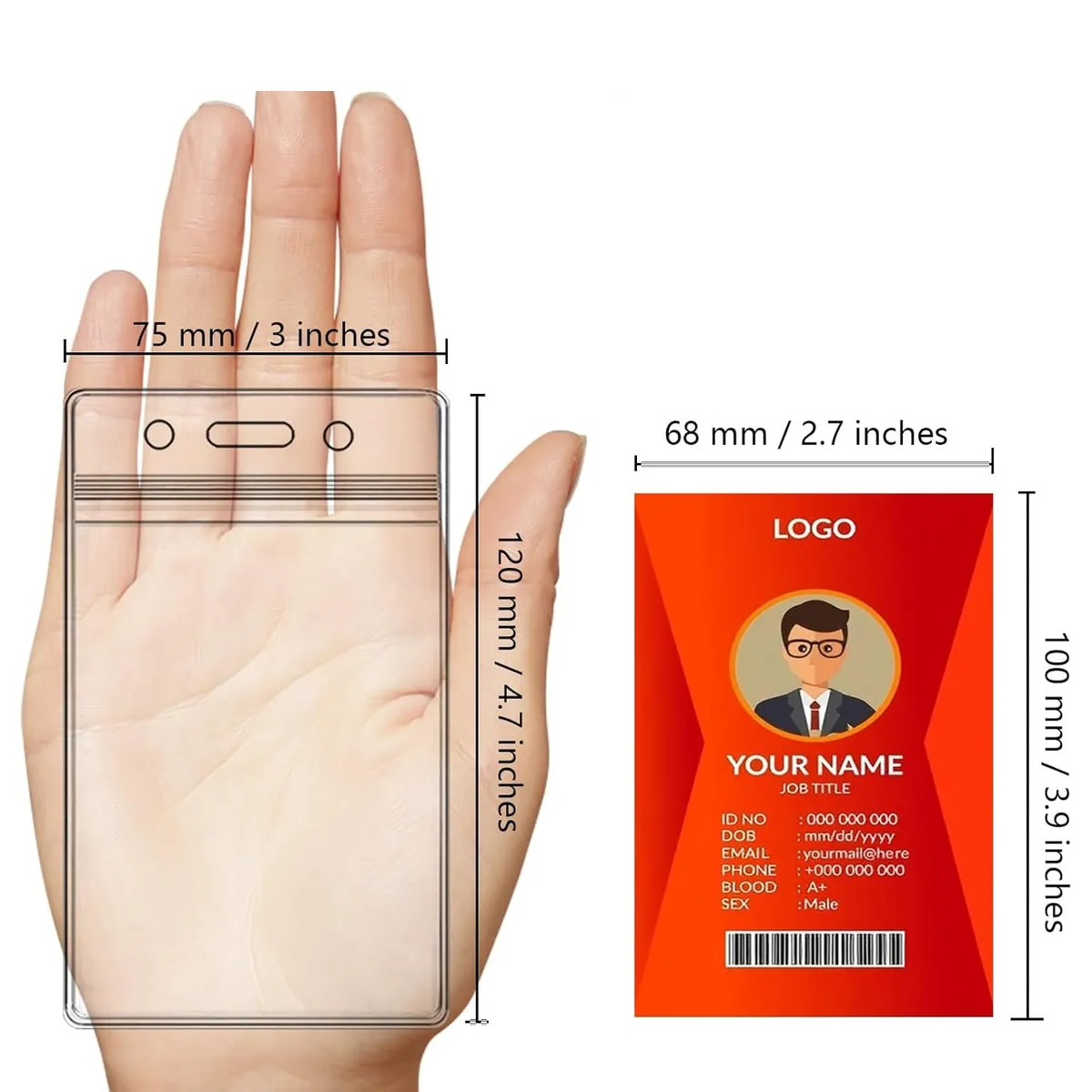 Vertical ID Badge Holder – Waterproof Plastic Card Case for Lanyard – Fits Standard IDs & Driver’s Licenses