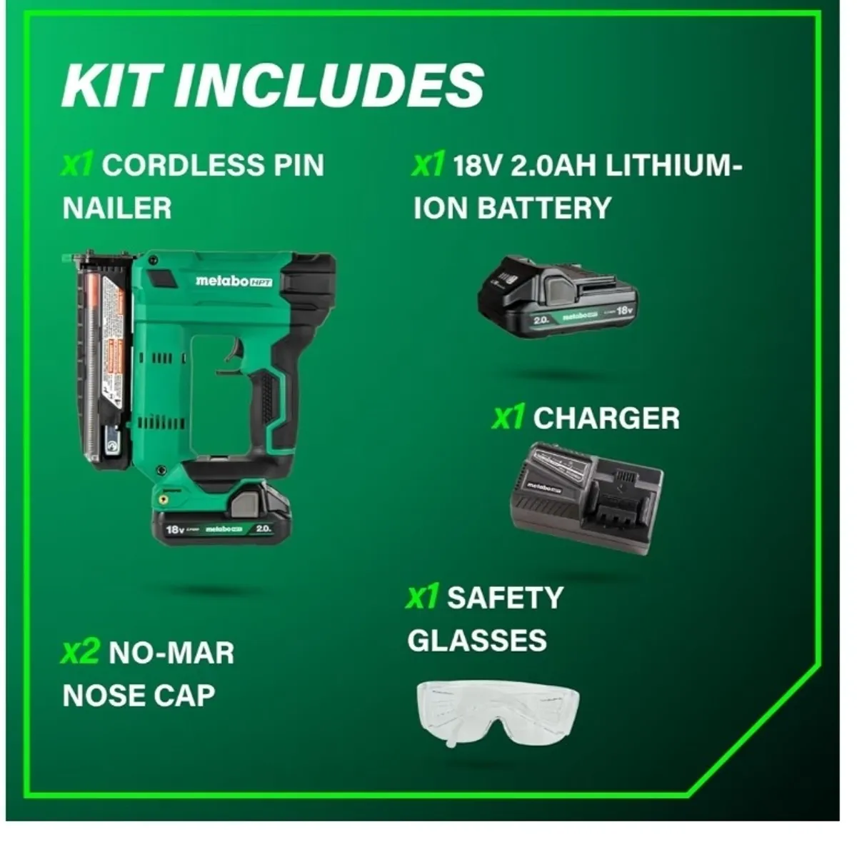 Metabo HPT 18V MultiVolt Compact Cordless Brad Nailer Kit