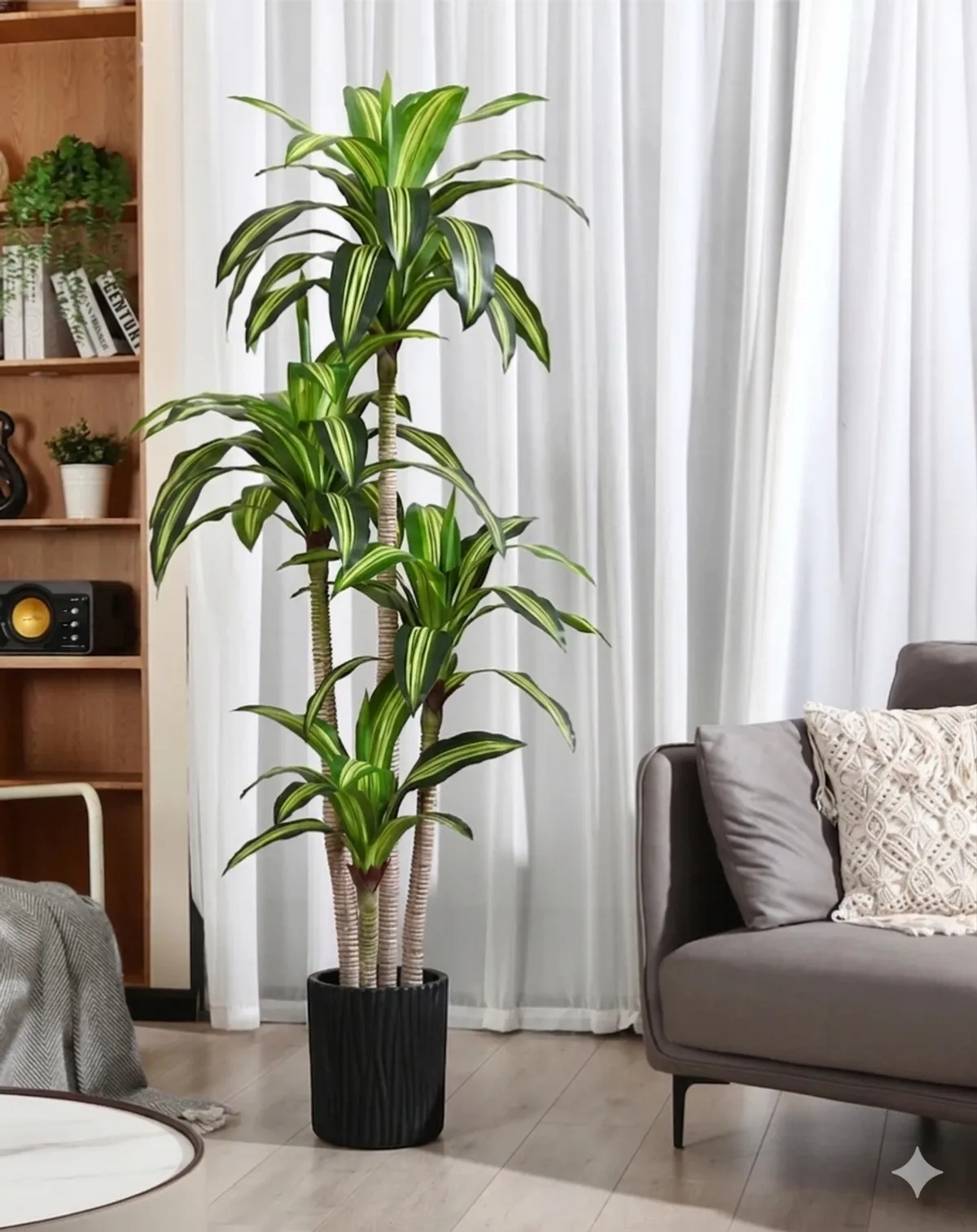 5Ft Artificial Dracaena Tree in Pot Faux Plants Indoor Outdoor Decor Fake Tree Silk Plants