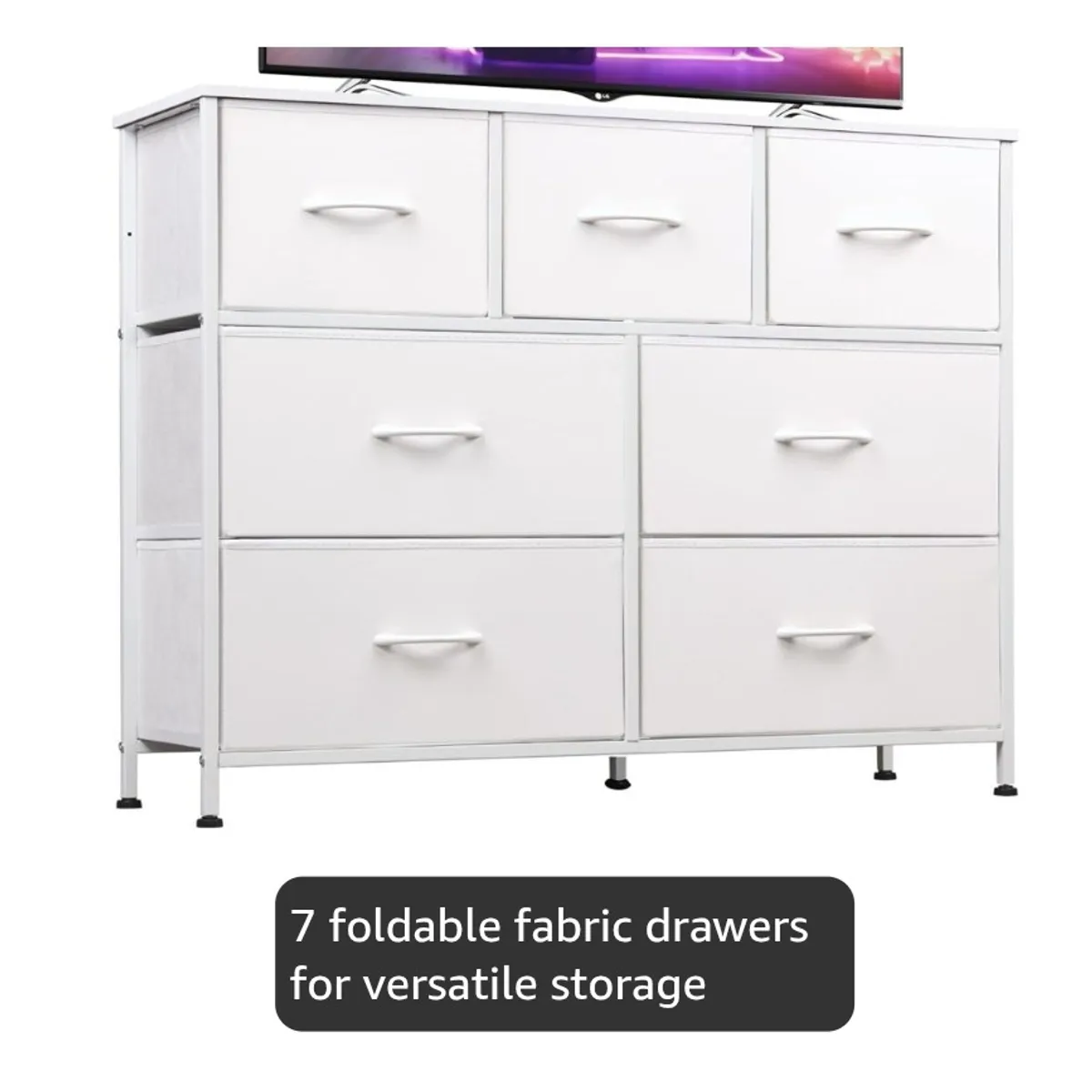 7 Drawer Fabric Dresser - White