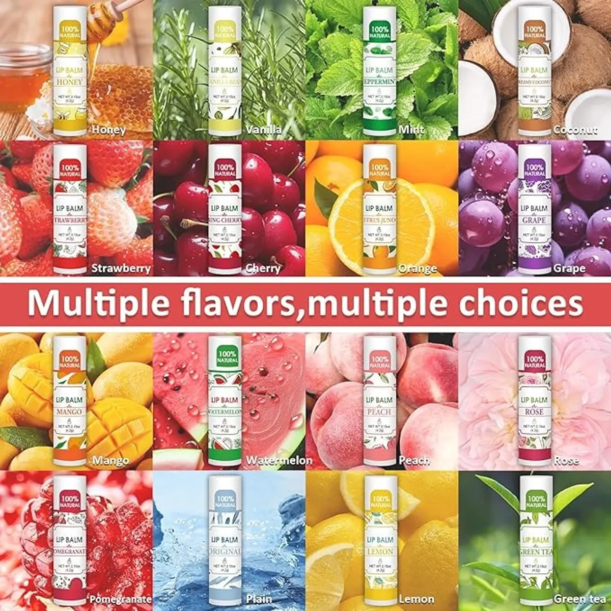 VISRIE 32 Pack Lip Balm - 16 Flavors