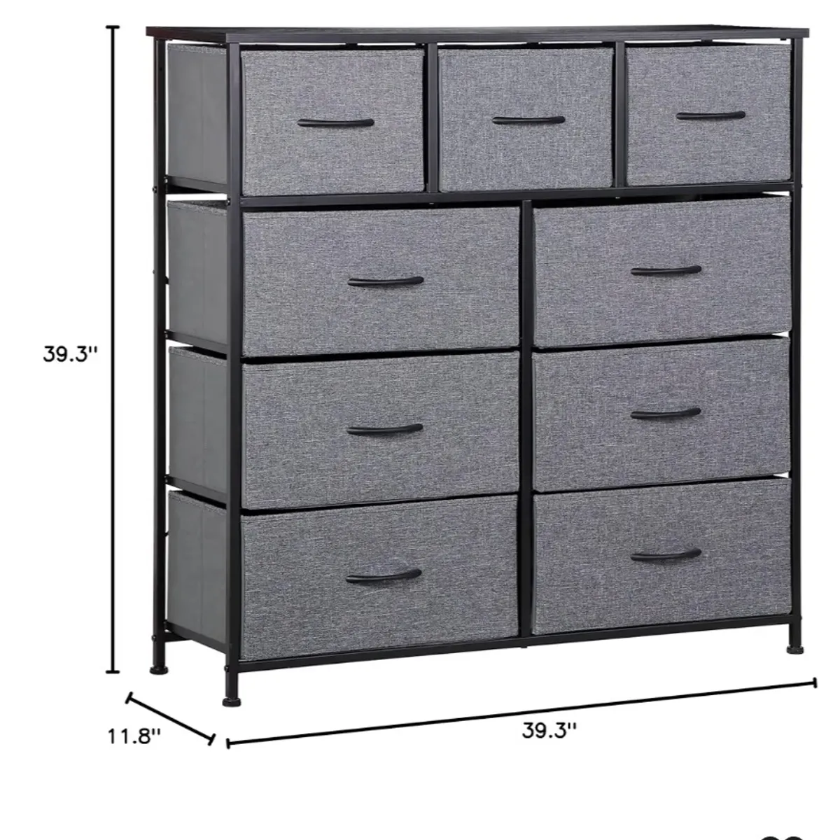 9 Drawer Fabic Grey Dresser