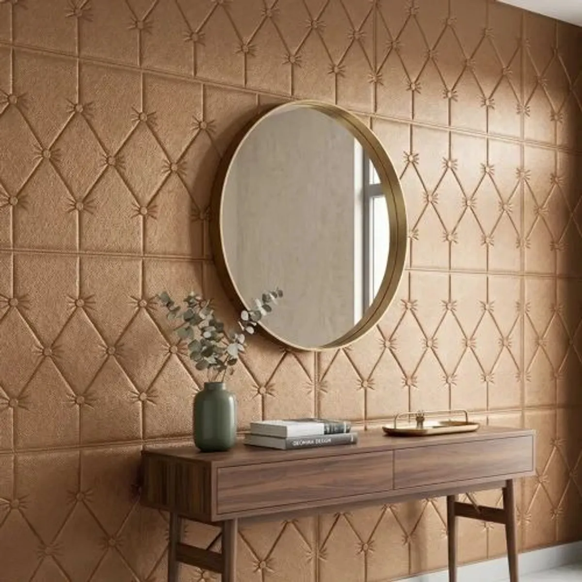 12 Pcs Self Adhesive 3D Foam Wall Panel Cushion Wallpaper - Brown