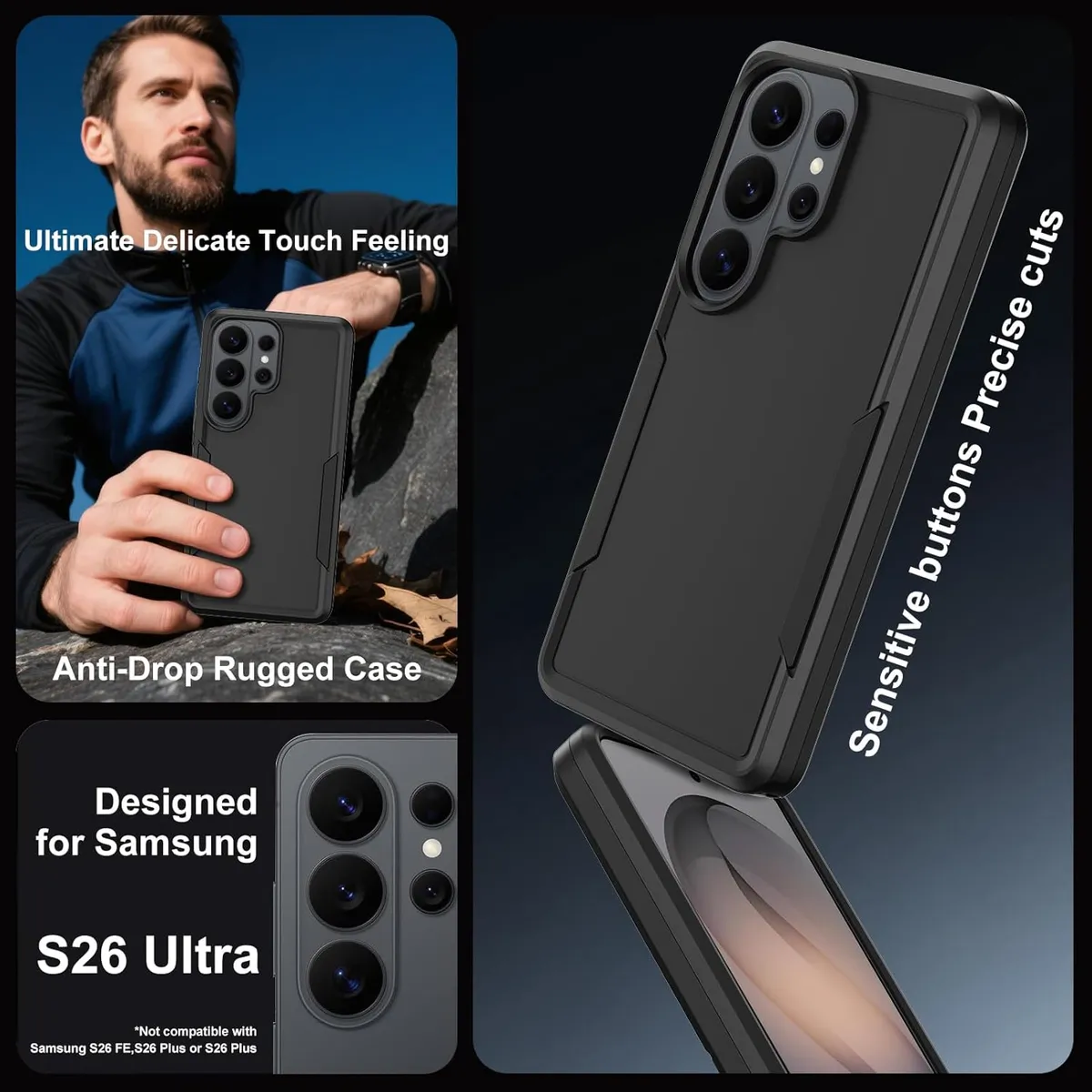 Annymall Rugged Case for Samsung Galaxy S26 Ultra – Heavy Duty Military Grade Protection with 2 Free Screen Protectors – Shockproof & Dust-Proof Full Body Cover