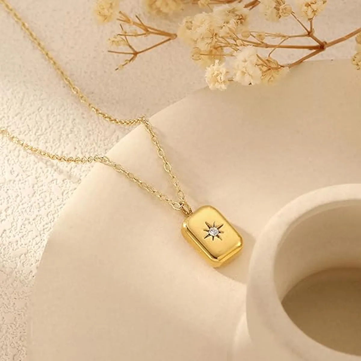 14K Gold Plated Star Pendant Necklace for Women – Hypoallergenic Stainless Steel with Sparkling Cubic Zirconia – Tarnish Resistant Jewelry Gift