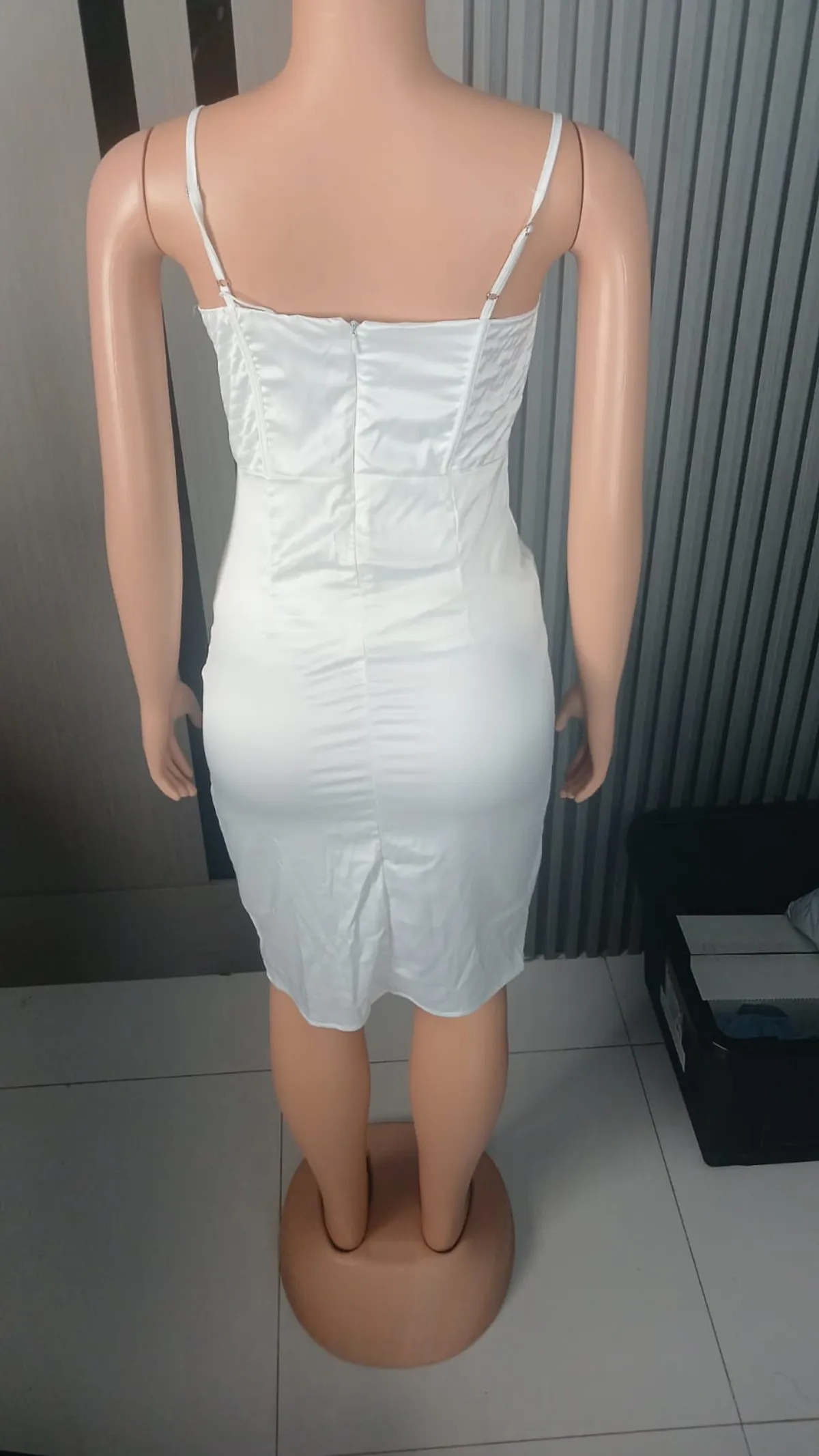Women white classy dress with style, Size S