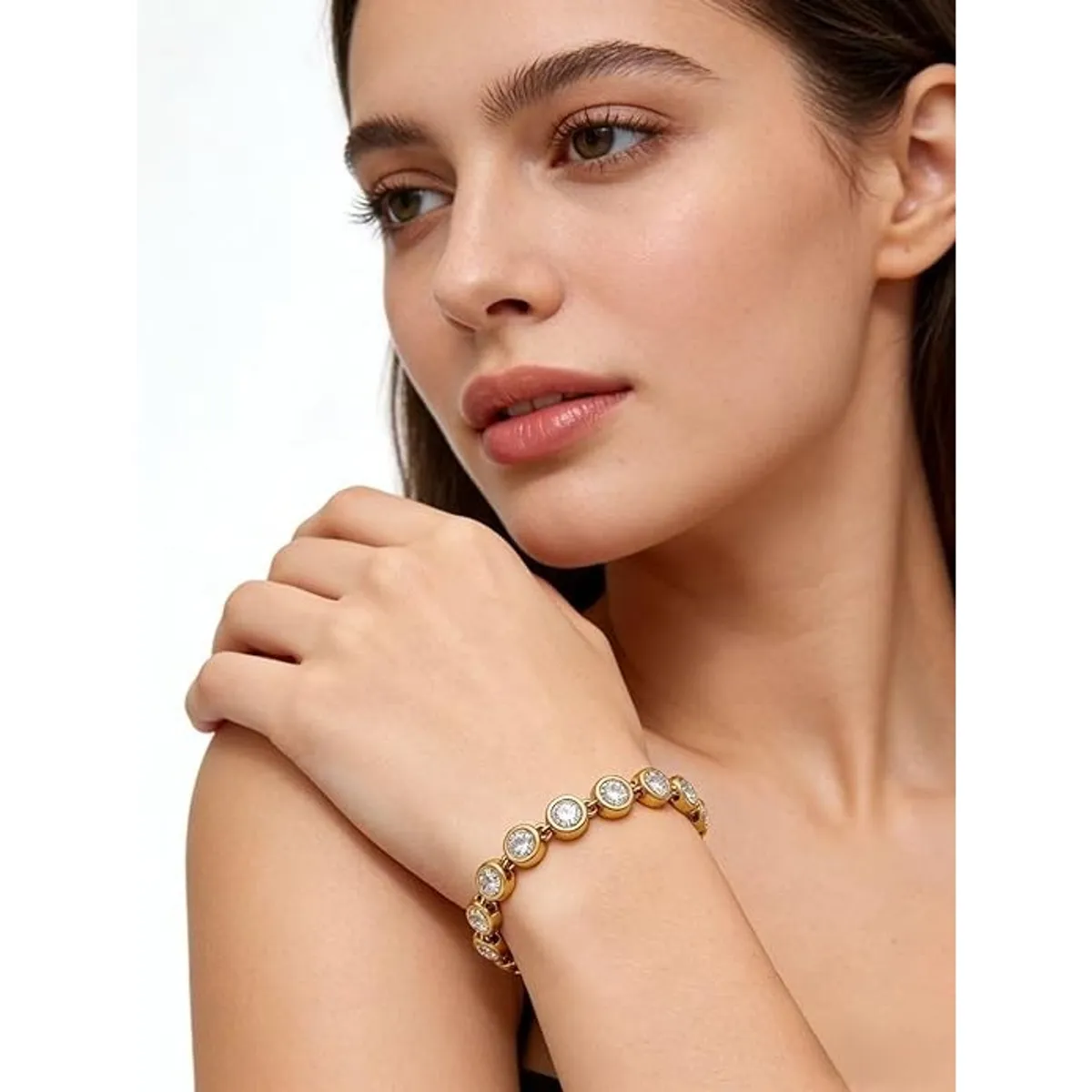Luxury 6mm CZ Tennis Bracelet – 18K Gold Plated Stainless Steel – Sparkling 5A Grade Cubic Zirconia – Water-Resistant & Tarnish-Free
