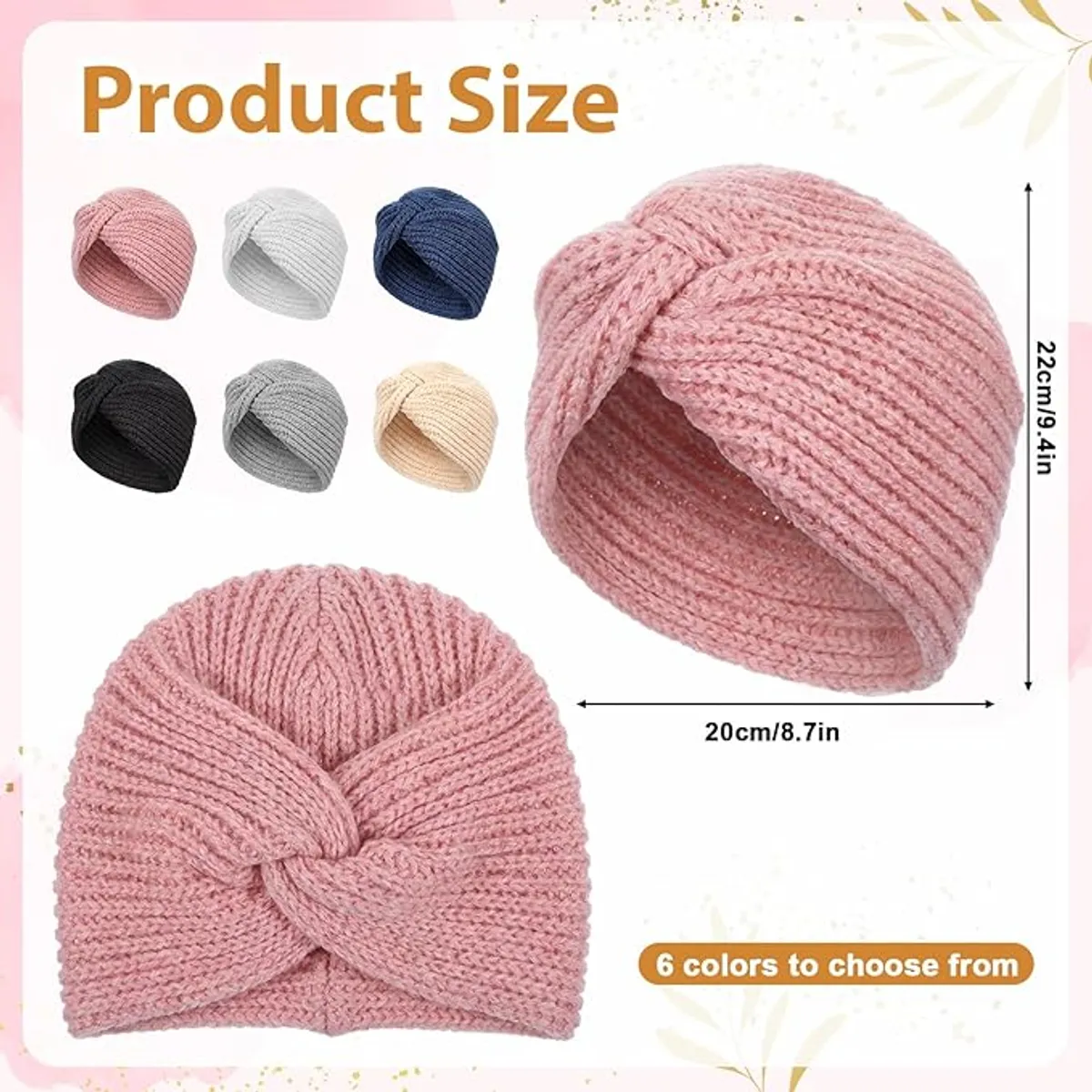 6-Pack Chemo Caps for Women – Soft Knit Turban Hats & Head Coverings for Hair Loss – Breathable, Lightweight & Comfortable Sleep Caps – 6 Assorted Colors