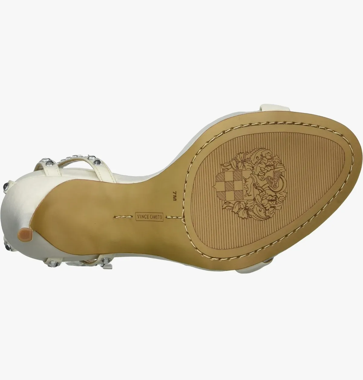 Vince Camuto Daphery Heeled Sandals – Cream/Milk Rhinestone Stiletto Pumps – Elegant Ankle Strap Evening Shoes for Women (Size 10)