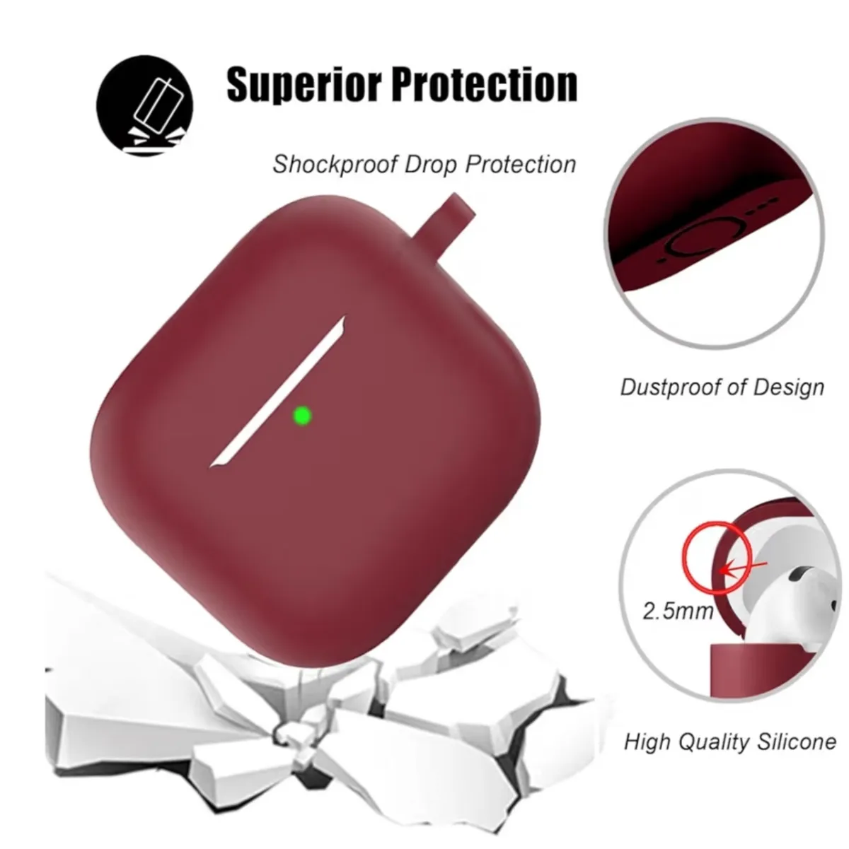 Wine Red Square Plus Strawberry Pendant AirPods 4