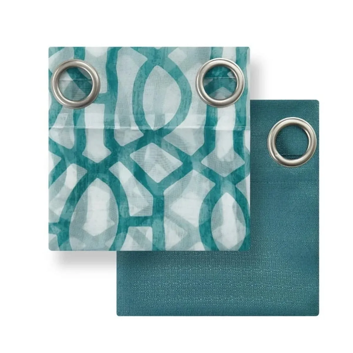 Mainstays 4Pcs Kingswood Solid and Printed Sheer Grommet Set, Pacifica Green, 27.5" W x 63" L