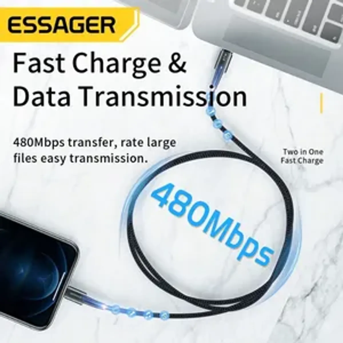 ESSAGER 20W/27W USB C to Ios Fast Charging Cable, 9.8ft