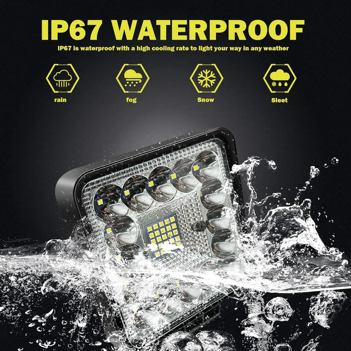 LED Work Lights for Truck Tractor, 4 Inch 123W Square LED Light Pods 12V 24V